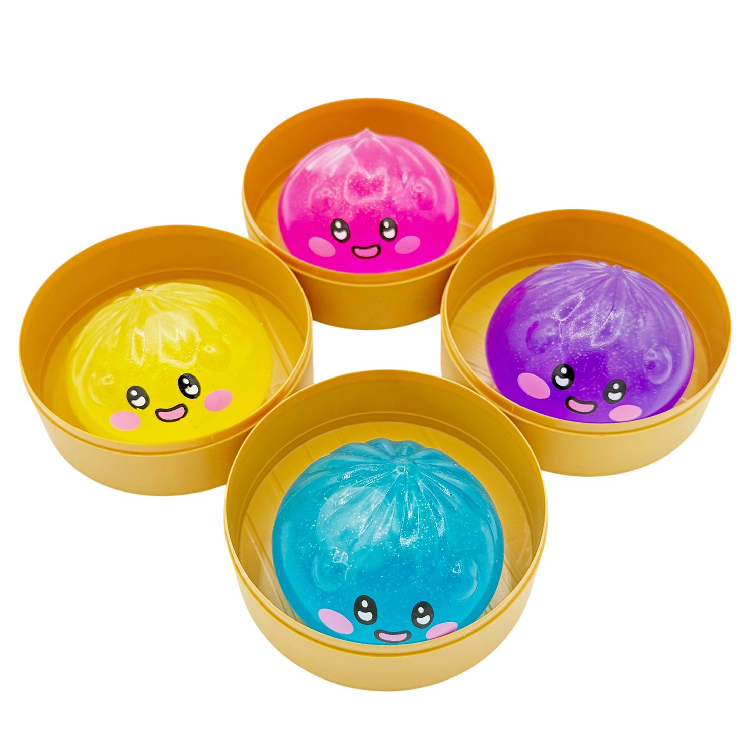 Jucarie Dumpling Squishy Antistres, , Model Fata Zambitoare, Small Crystal Emoji Bun, 6.5 cm, 120 gr, Culoare Mix Surpriza