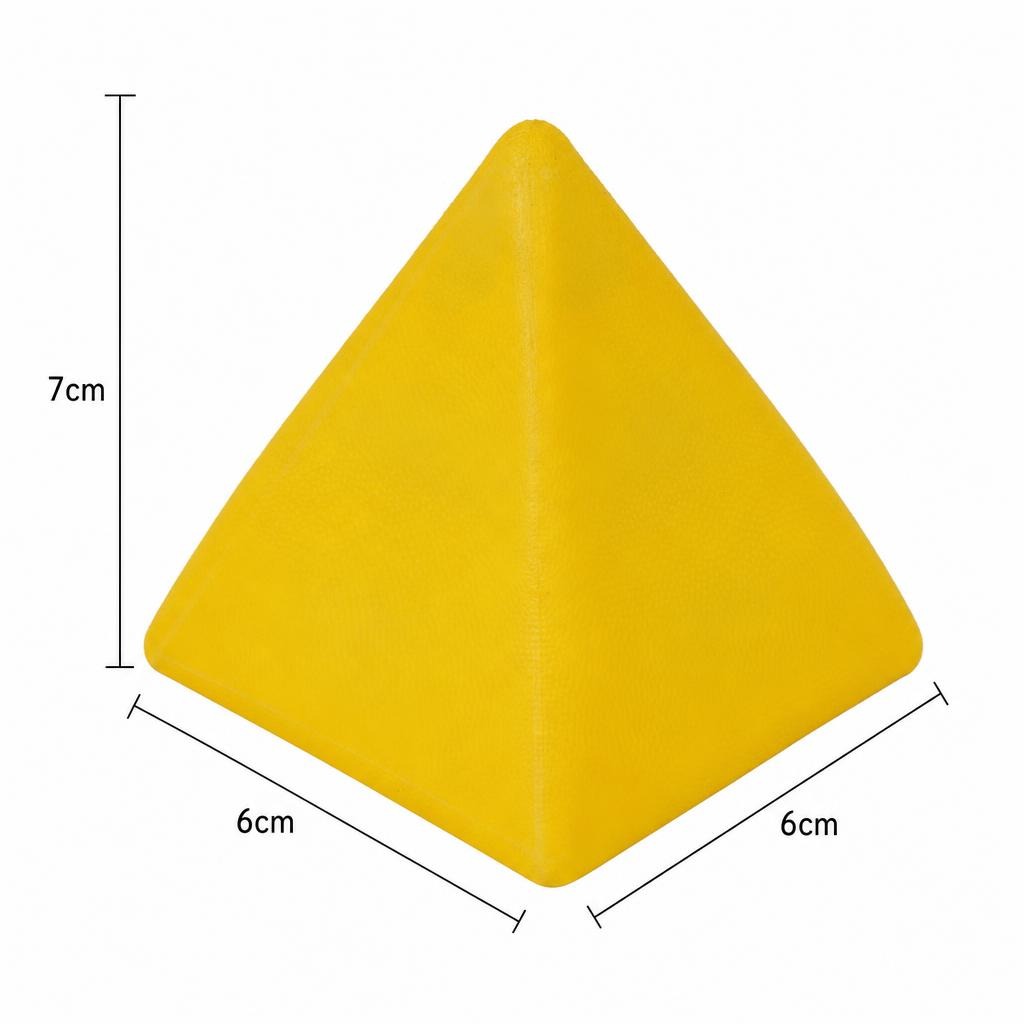 Jucarie Squishy Dumpling in Forma de Piramida, , Model cu Suprafata Netezita, Antistres Senzoriala Comprimabila cu Revenire, 7x6x6 cm, 130 g, Galben 2