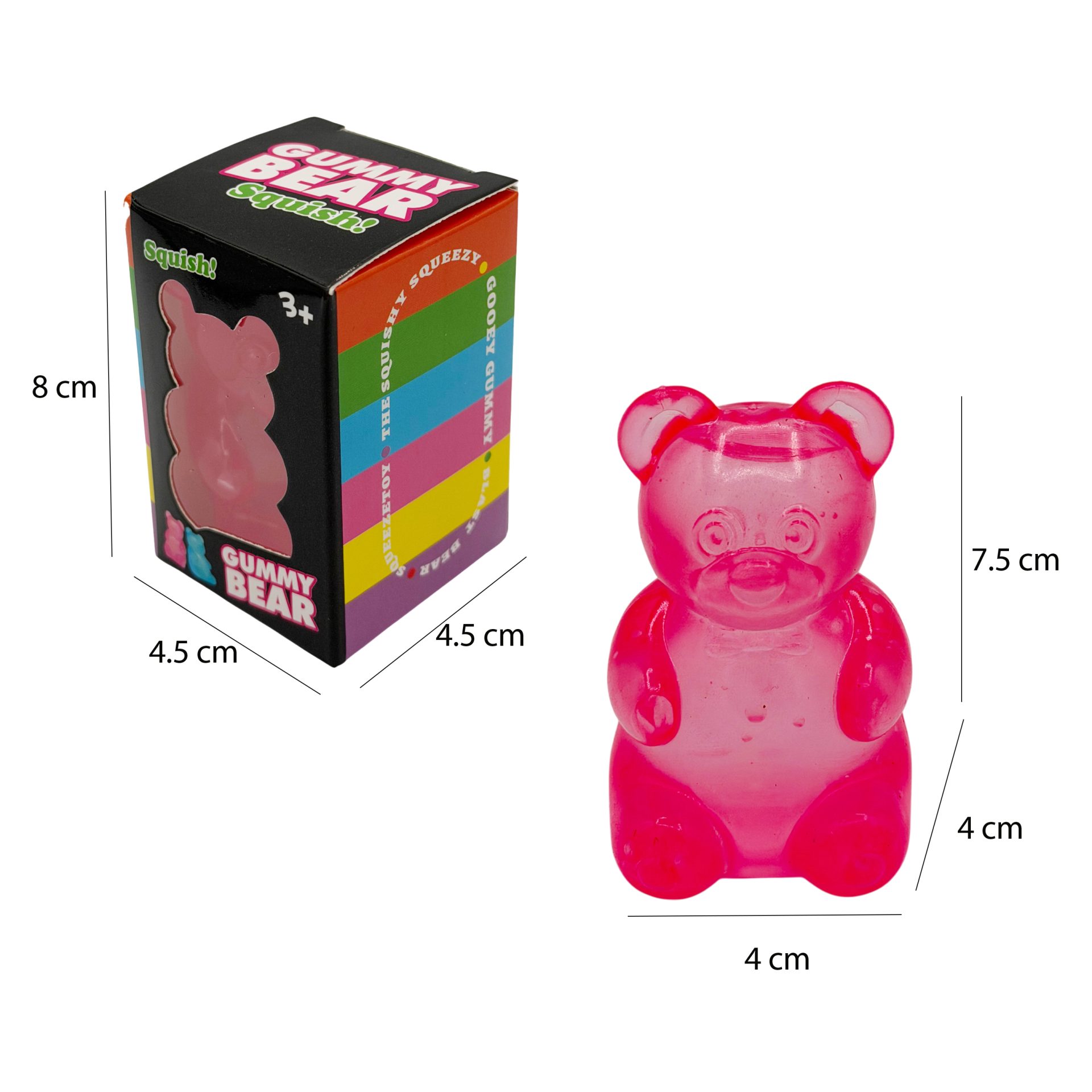 Jucarie Squishy Dumpling in Forma de Urs, , Model Gummy Bear, Antistres Senzoriala Comprimabila cu Revenire, 4x4x7.5 cm, 80 g, Roz 4