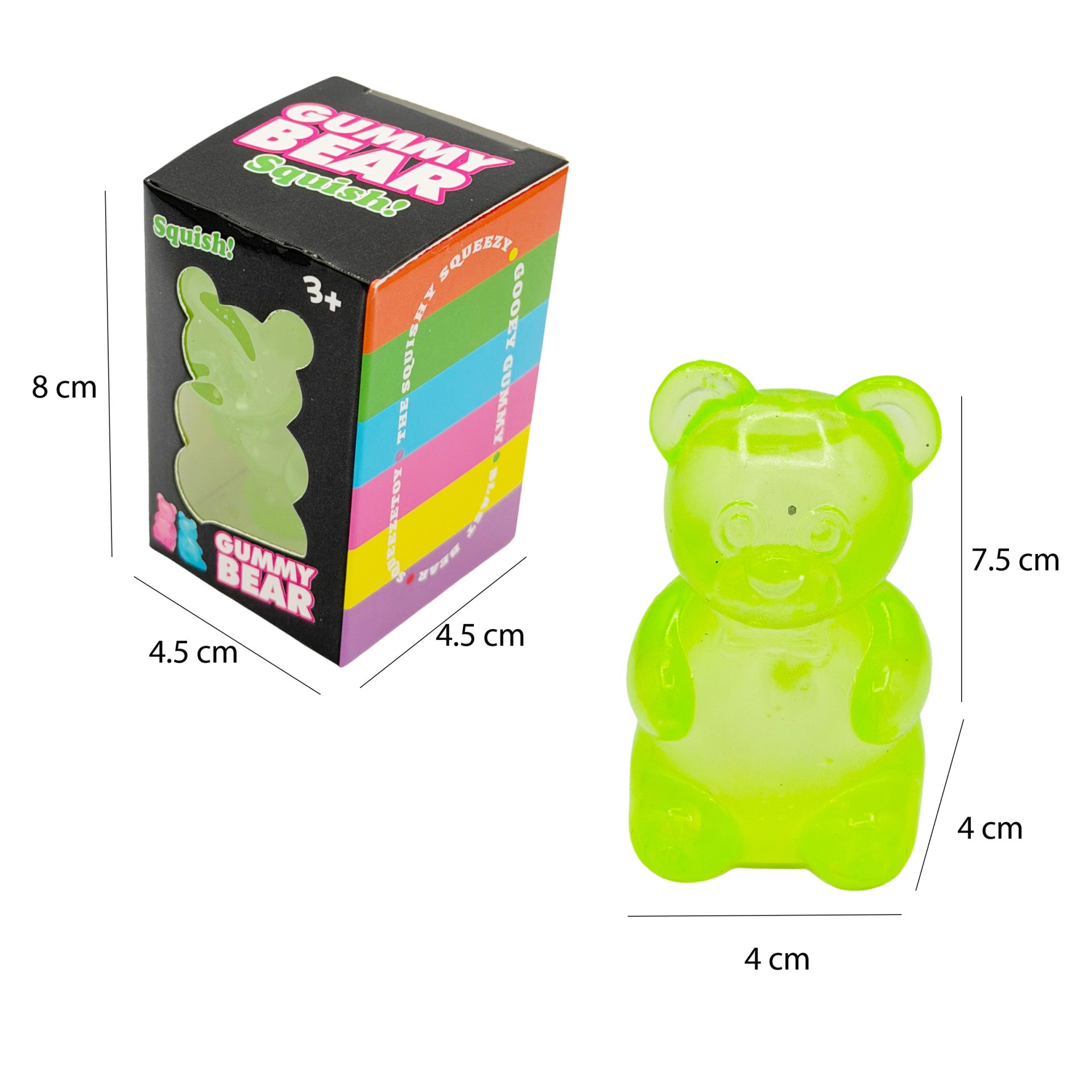 Jucarie Squishy Dumpling in Forma de Urs, , Model Gummy Bear, Antistres Senzoriala Comprimabila cu Revenire, 4x4x7.5 cm, 80 g, Verde 4
