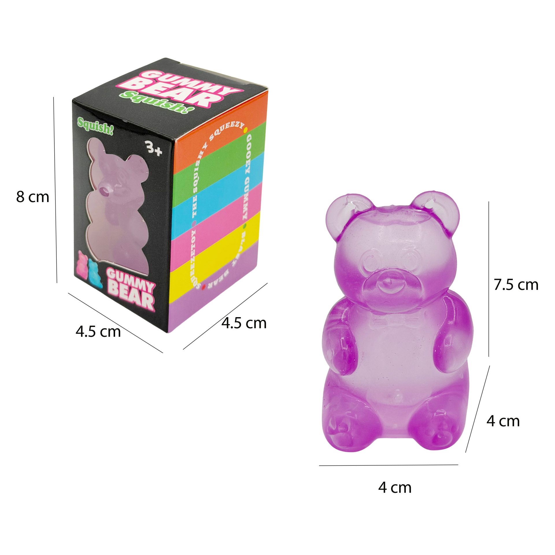 Jucarie Squishy Dumpling in Forma de Urs, , Model Gummy Bear, Antistres Senzoriala Comprimabila cu Revenire, 4x4x7.5 cm, 80 g, Mov 4