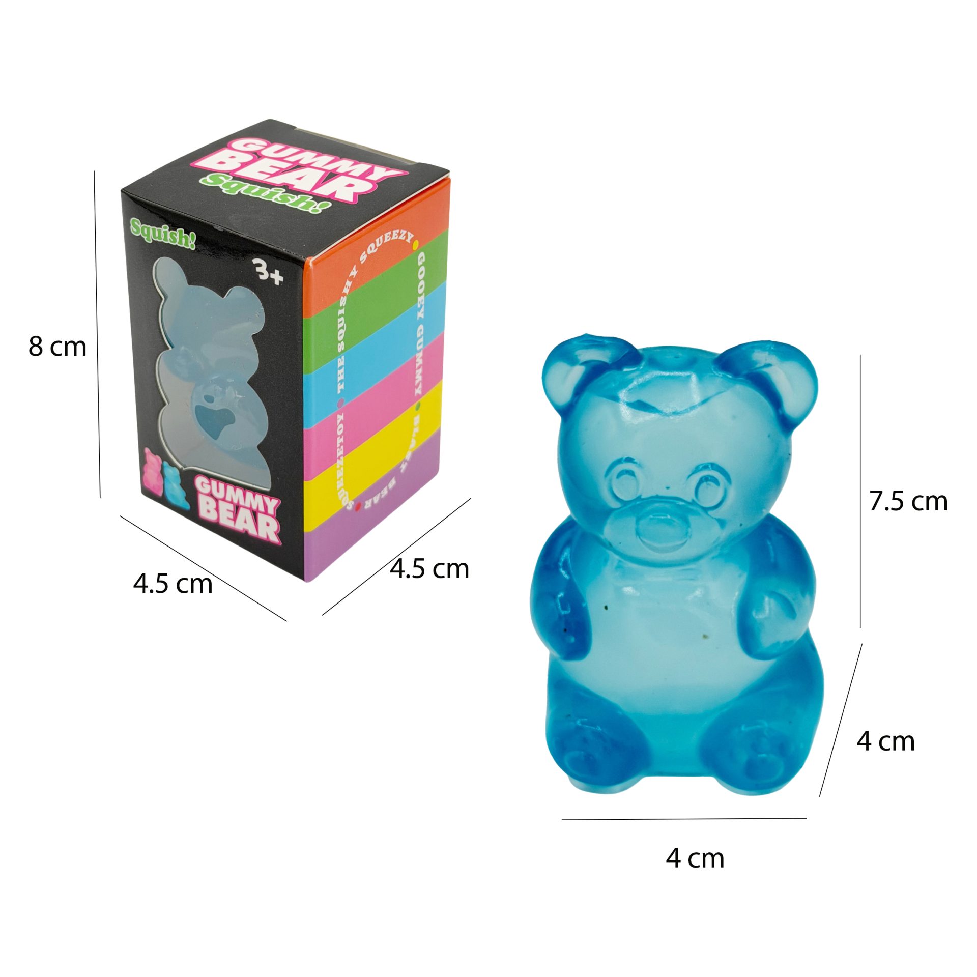 Jucarie Squishy Dumpling in Forma de Urs, , Model Gummy Bear, Antistres Senzoriala Comprimabila cu Revenire, 4x4x7.5 cm, 80 g, Albastru 4