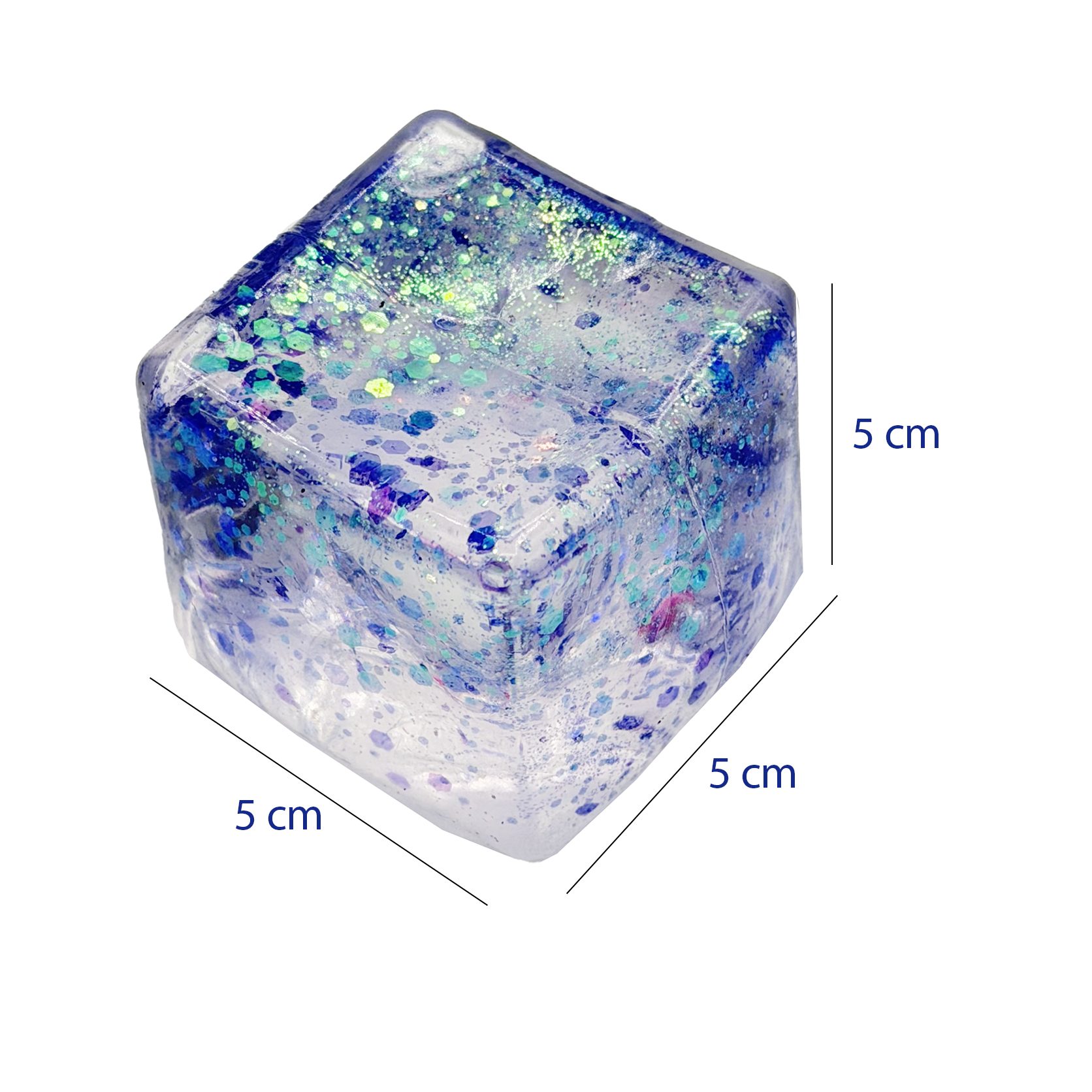 Jucarie Squishy tip Needoh in Forma de Cub, , Model Squish Stretch Ball cu Sclipici, Antistres Senzoriala Comprimabila cu Revenire Lenta, 5x5x5 cm, 150 g, Mov 4