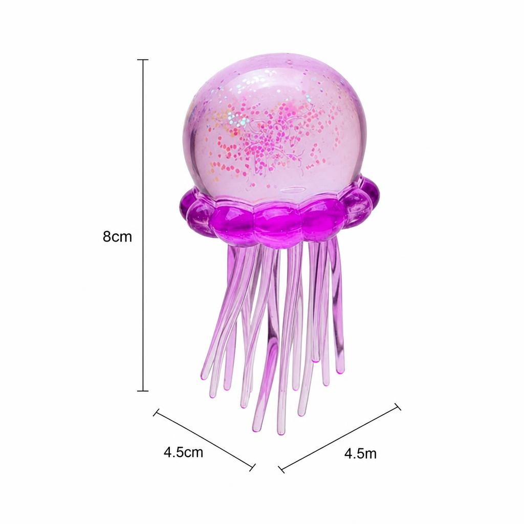 Jucarie Squishy Dumpling in Forma de Meduza, , Model Jelly Translucid, Antistres Senzoriala Comprimabila cu Revenire Lenta, 8x4.5 cm, Mov 2