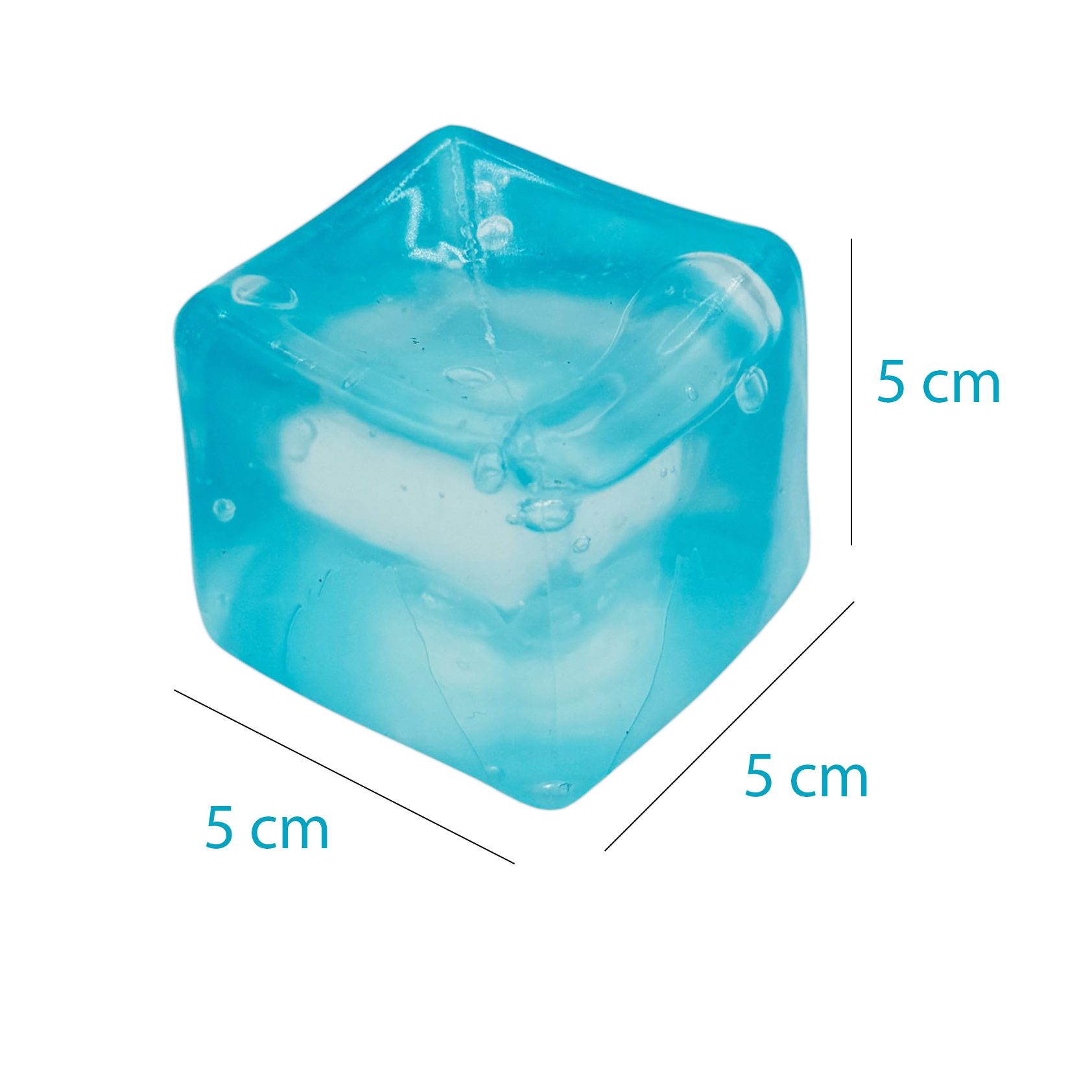 Jucarie Squishy tip Needoh in Forma de Cub, , Model Cub de Gheata Transparent, Antistres Senzoriala Comprimabila cu Revenire, 5x5x5 cm, 135 g, Albastru 3