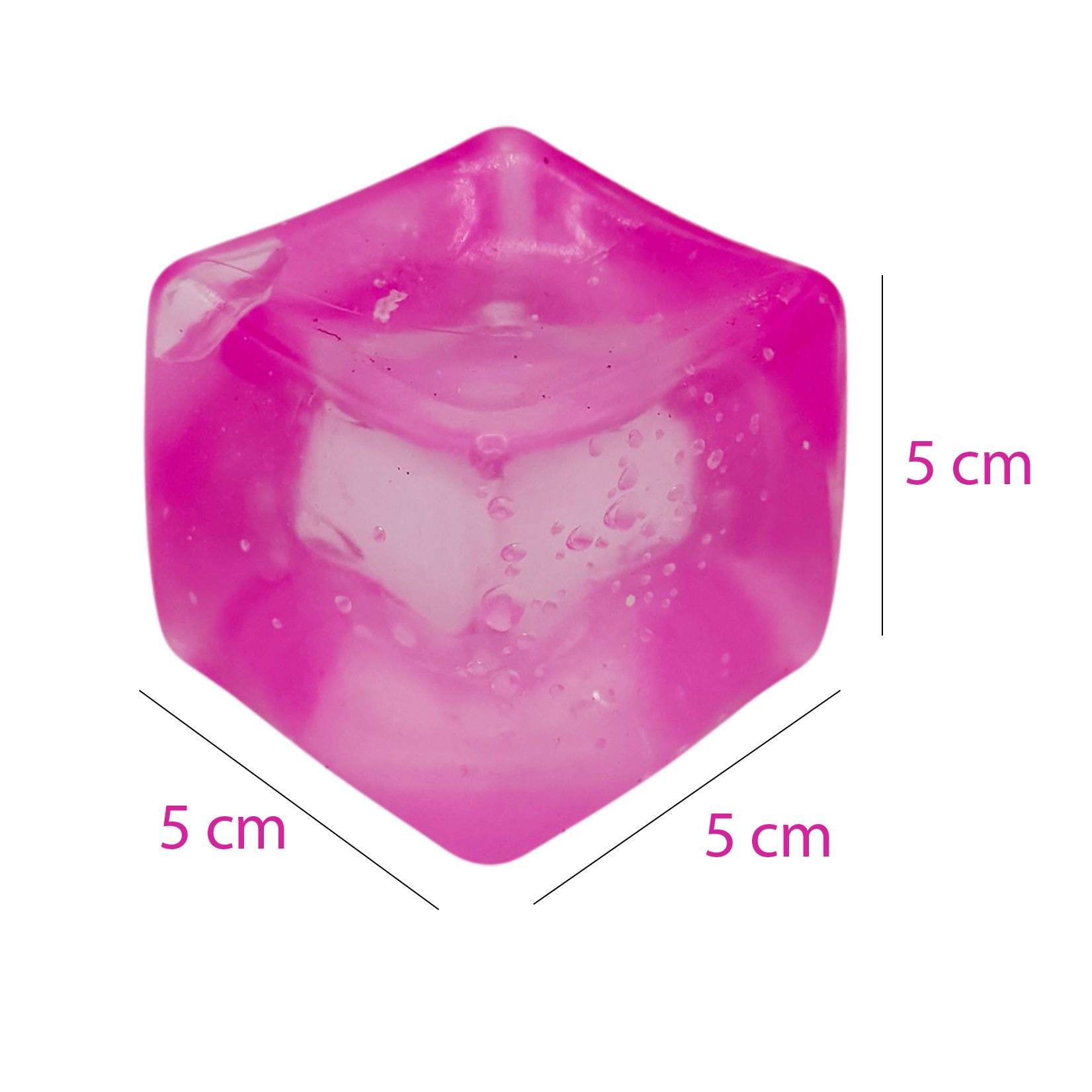 Jucarie Squishy tip Needoh in Forma de Cub, , Model Cub de Gheata Transparent, Antistres Senzoriala Comprimabila cu Revenire, 5x5x5 cm, 135 g, Roz 3