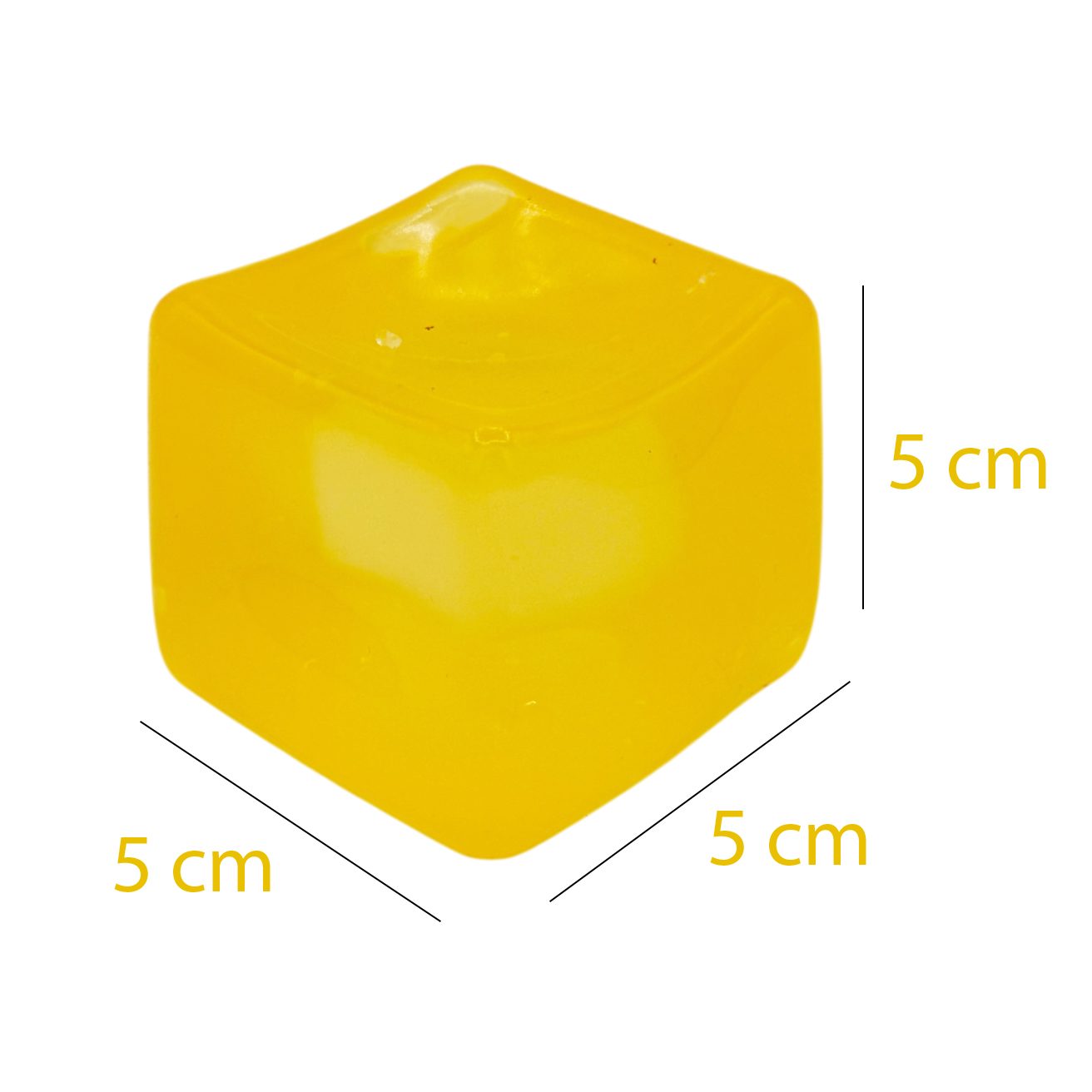 Jucarie Squishy tip Needoh in Forma de Cub, , Model Cub de Gheata Transparent, Antistres Senzoriala Comprimabila cu Revenire, 5x5x5 cm, 135 g, Galben 3