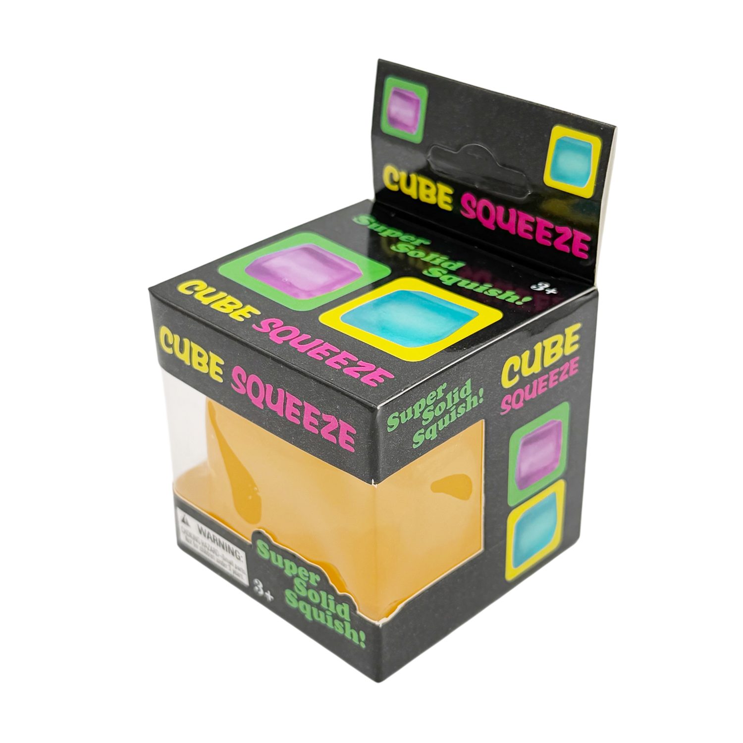 Jucarie Squishy tip Needoh in Forma de Cub, , Model Cub de Gheata Transparent, Antistres Senzoriala Comprimabila cu Revenire, 5x5x5 cm, 135 g, Galben 4
