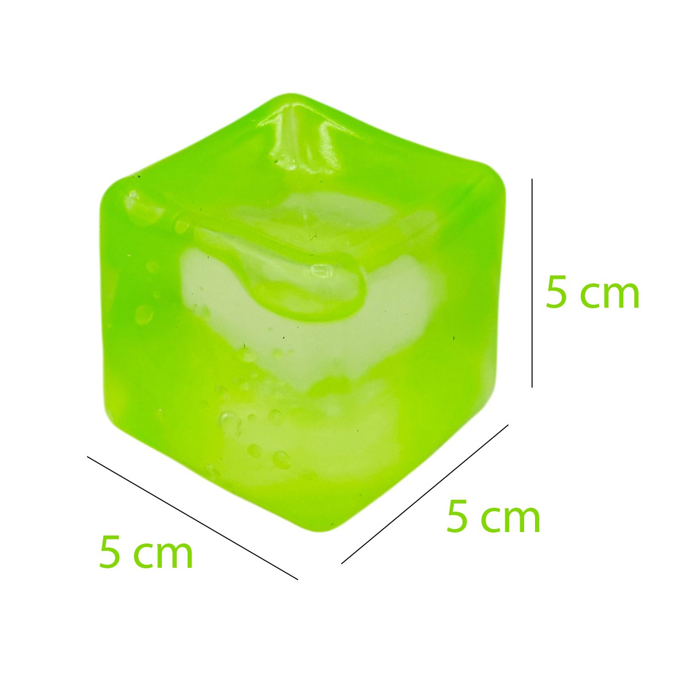 Jucarie Squishy tip Needoh in Forma de Cub, , Model Cub de Gheata Transparent, Antistres Senzoriala Comprimabila cu Revenire, 5x5x5 cm, 135 g, Verde 3