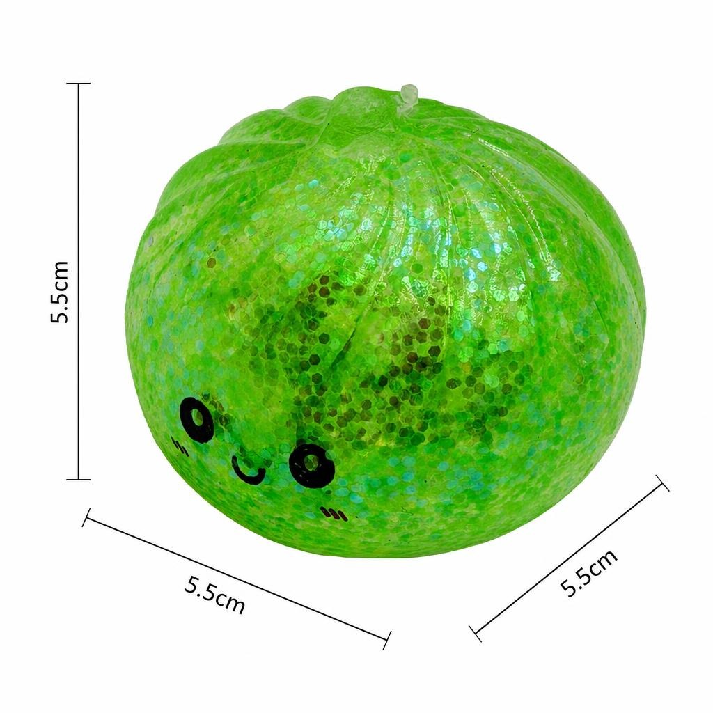 Squishy Dumpling Antistres, , Model Fata Zambitoare din Maltoza cu Sclipici si bile de Hidrogen, Comprimabil cu Revenire Lenta, 5.5 x 5.5 x 5.5 cm, 120 gr, Culoare Surpriza Mix 3