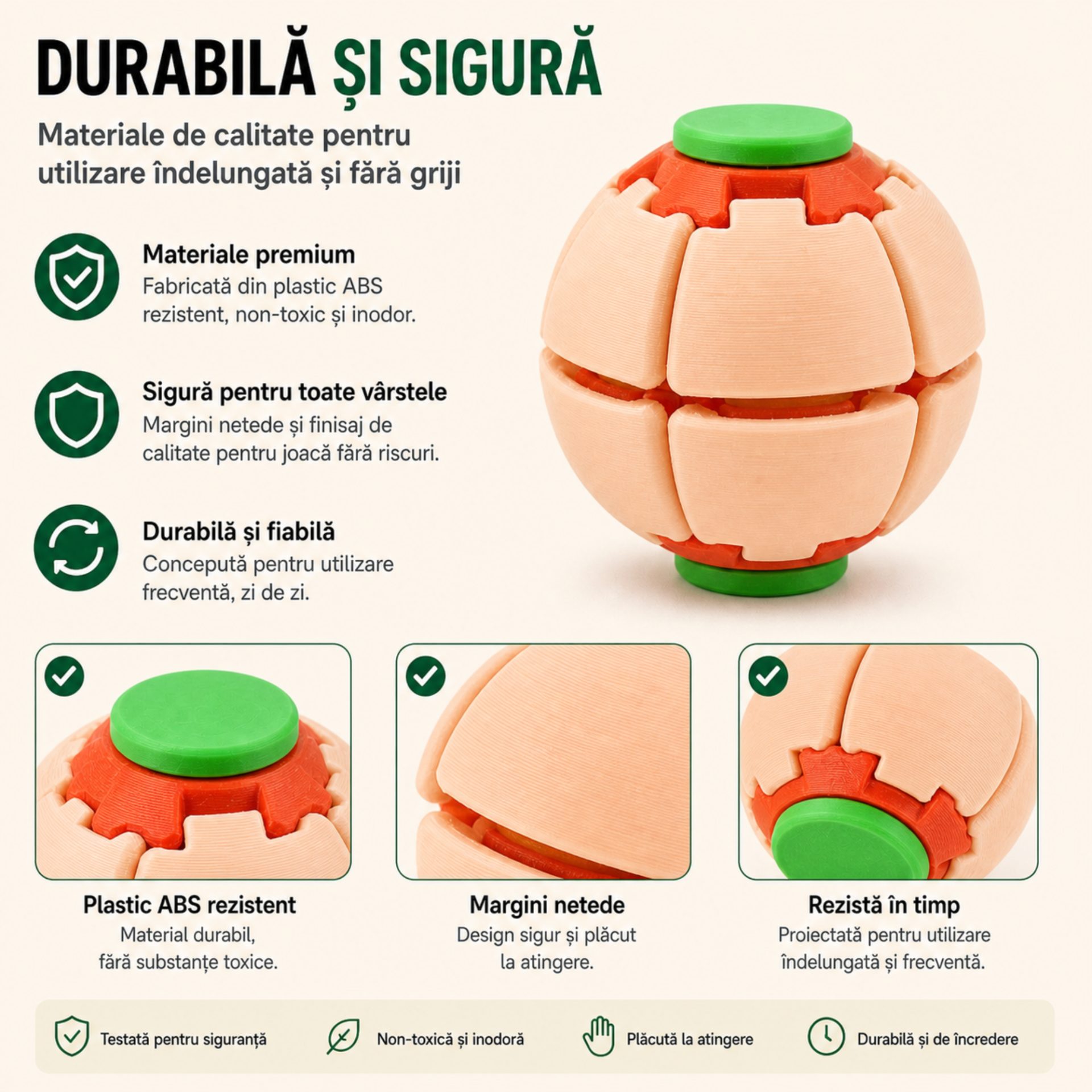 Minge Senzorială Antistres Rotativă 3D, , Tip Fidget Spinner, cu Sistem de Apăsare și Rotire, Design Interactiv, Apticot 4