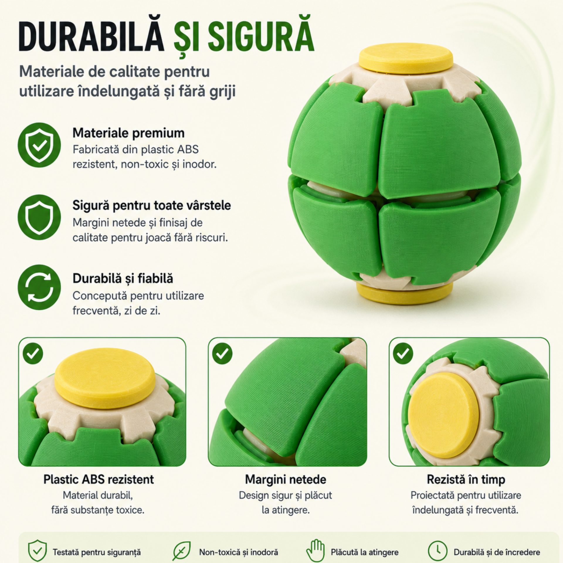 Minge Senzorială Antistres Rotativă 3D, , Tip Fidget Spinner, cu Sistem de Apăsare și Rotire, Design Interactiv, Verdee 2