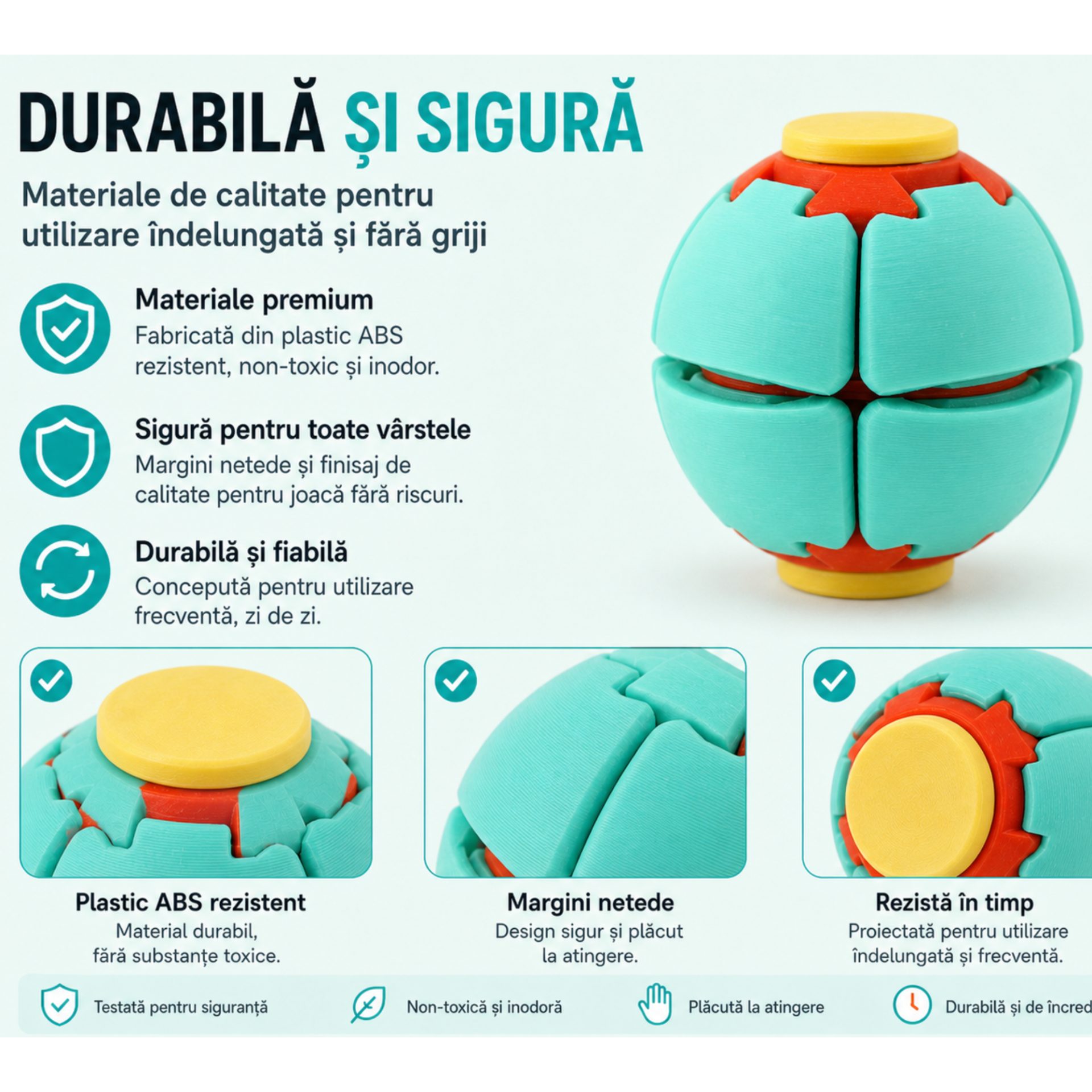 Minge Senzorială Antistres Rotativă 3D, , Tip Fidget Spinner, cu Sistem de Apăsare și Rotire, Design Interactiv, Tucraz 5