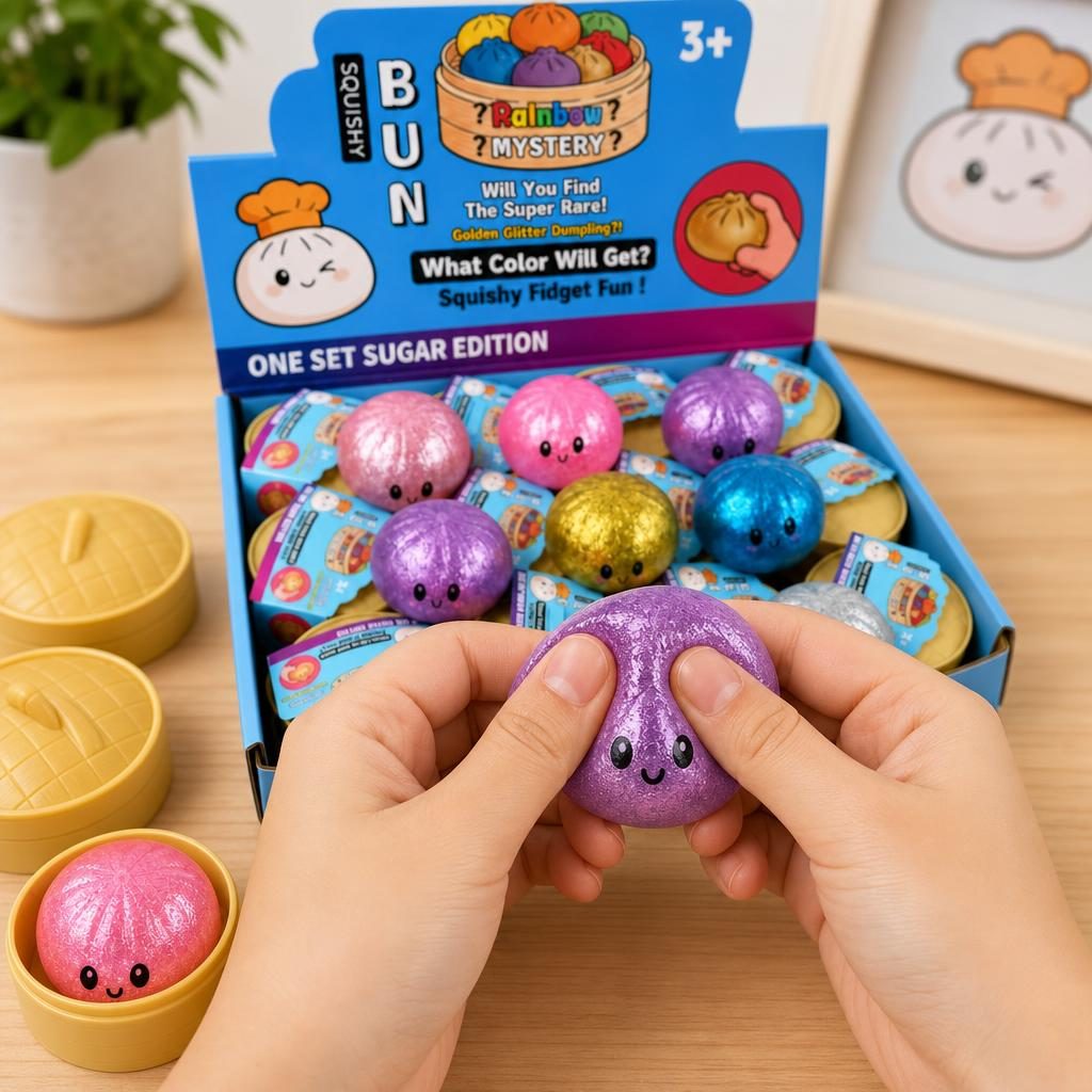 Jucarie Squishy Dumpling NeeDoh, , Model Fata Zambitoare cu Perle de Apa, Comprimabila si Modelabila, 5.5 cm, Mix Culori 5