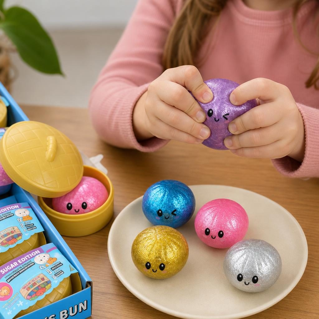 Jucarie Squishy Dumpling NeeDoh, Flippy, Model Fata Zambitoare cu