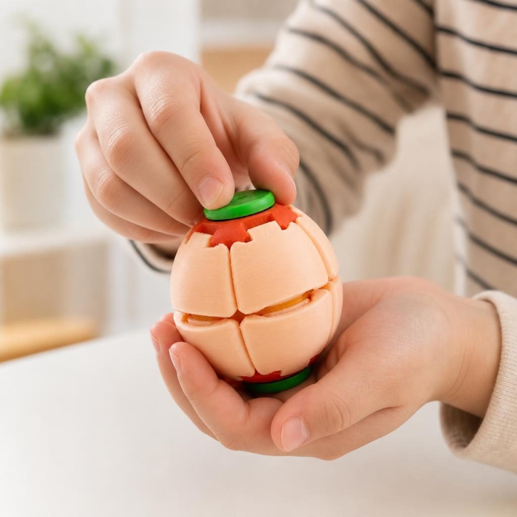Minge Senzorială Antistres Rotativă 3D, , Tip Fidget Spinner, cu Sistem de Apăsare și Rotire, Design Interactiv, Apticot 5