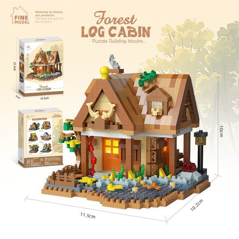 Flippy Forest Log Cabin detaliu piese constructie multicolor
