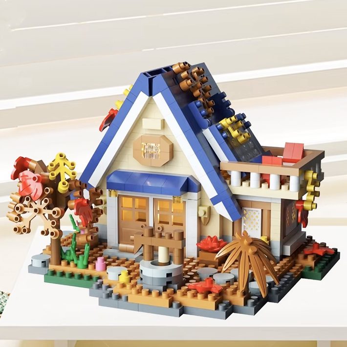 Set constructie, , Forest Log Cabin, din ABS, Model Casuta de Vis, 715 piese, 11.8x10.2x8.5 cm, Multicolor 4