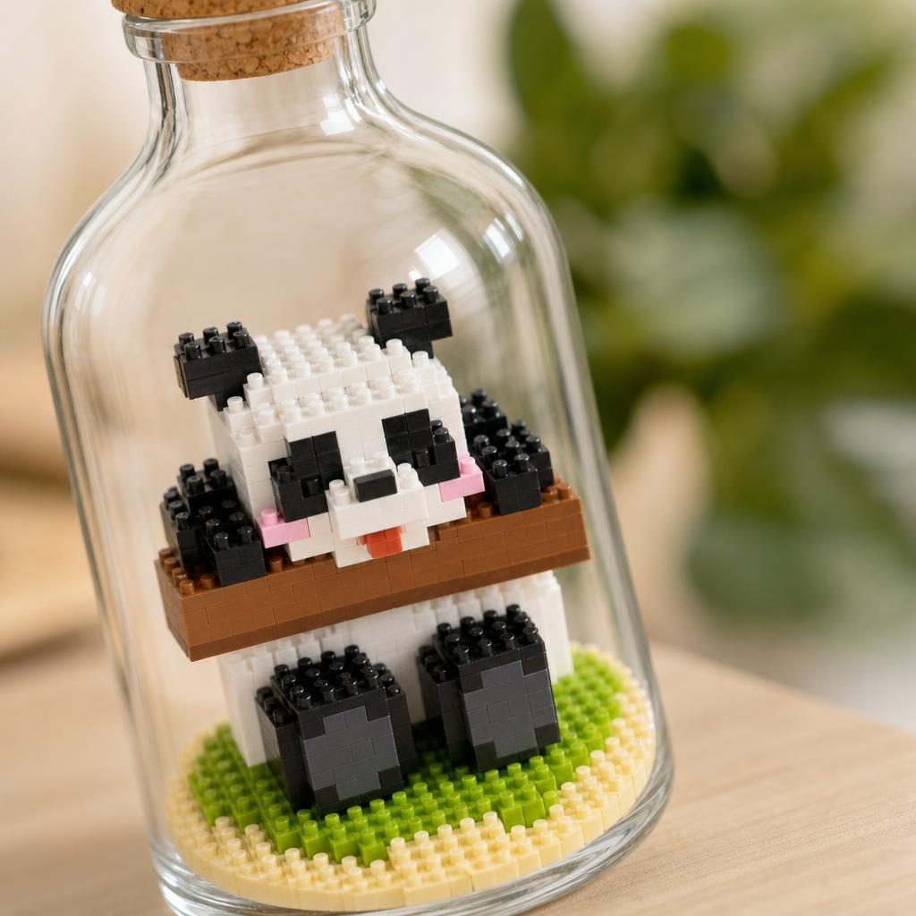 Set de Construit in Sticla, Flippy, din Plastic, +14 Ani, 10 x 19.6 cm, Model Panda 4, Multicolor