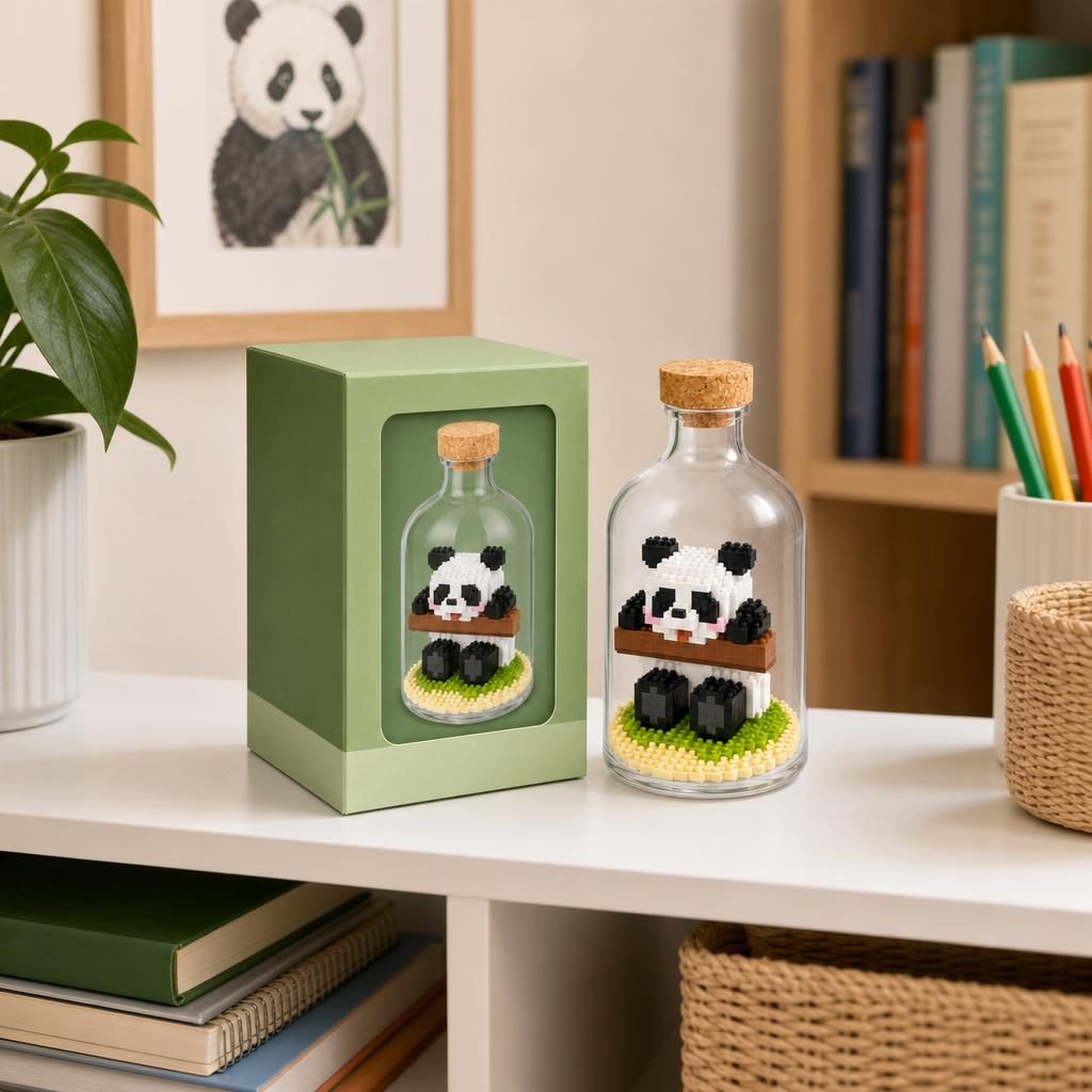 Set de Construit in Sticla, Flippy, din Plastic, +14 Ani, 10 x 19.6 cm, Model Panda 4, Multicolor