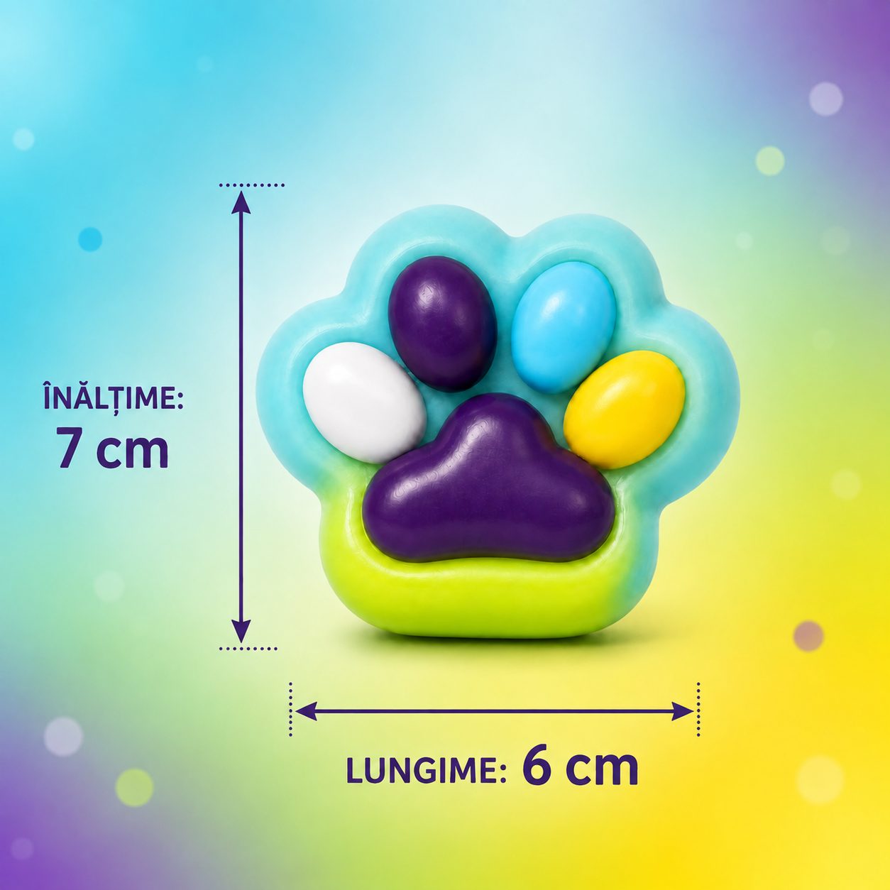 Detaliu jucărie Squishy lăbuță pisică multicolor