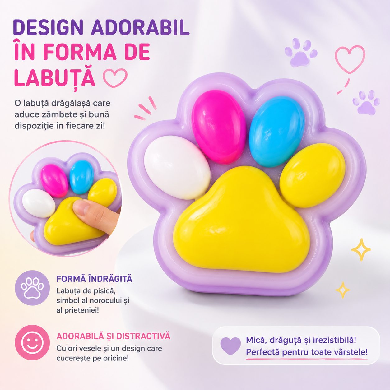 Detaliu textură Squishy lăbuță pisică