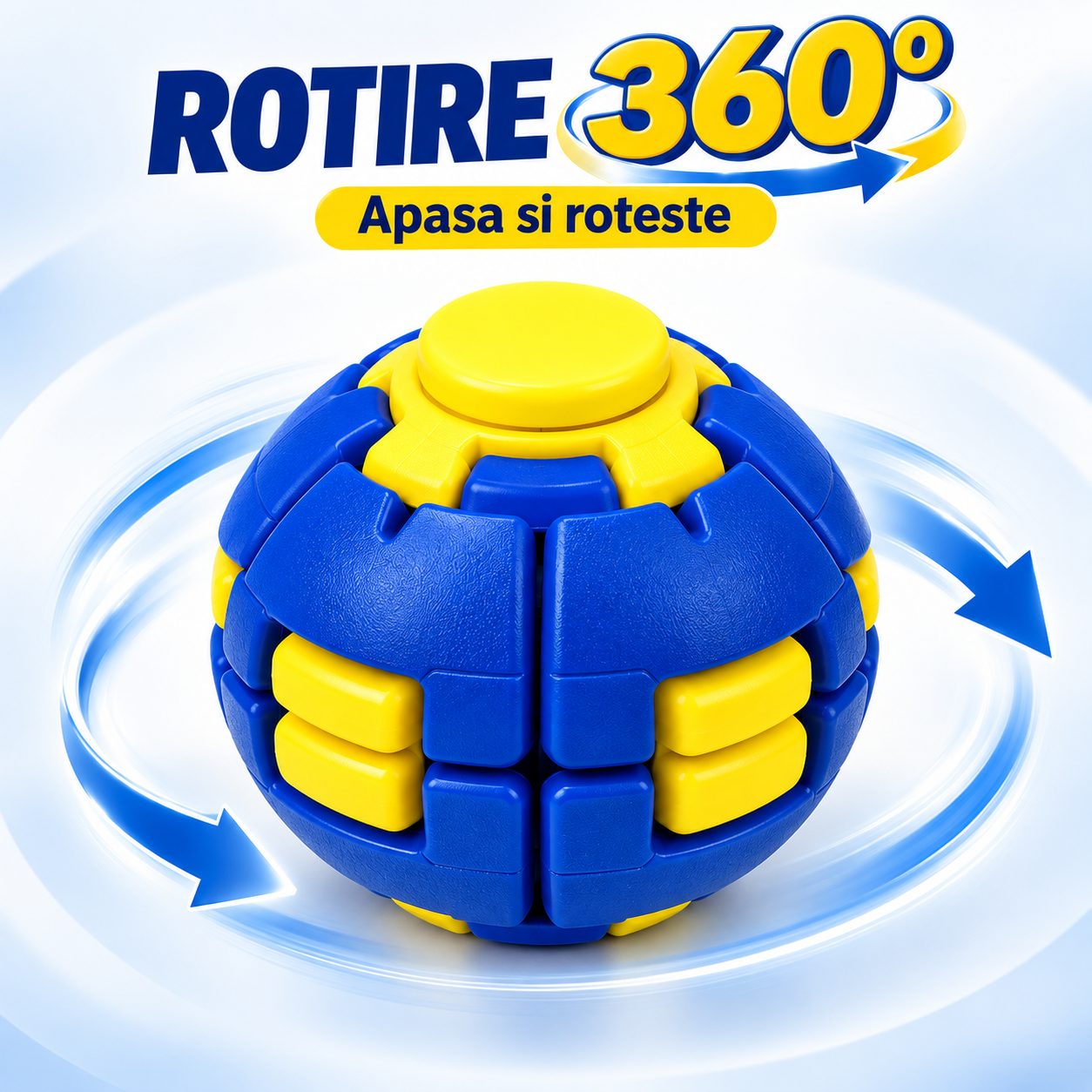 Jucarie Antistres Fidget Spinner Ball, , Model 997, Mecanism Push-and-Spin, Rotire 360°, Diverse Culori 4