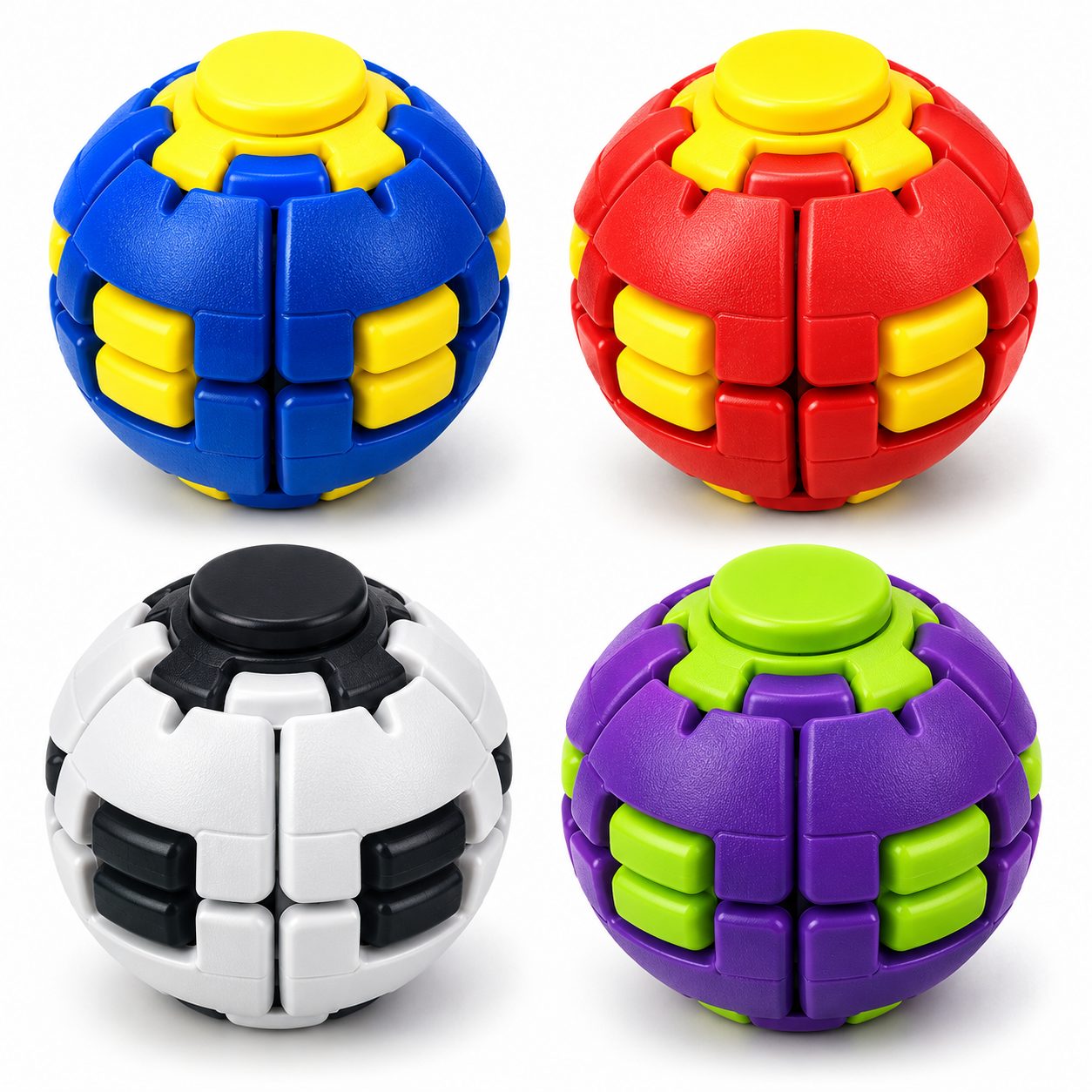 Jucarie Antistres Fidget Spinner Ball, , Model 997, Mecanism Push-and-Spin, Rotire 360°, Diverse Culori
