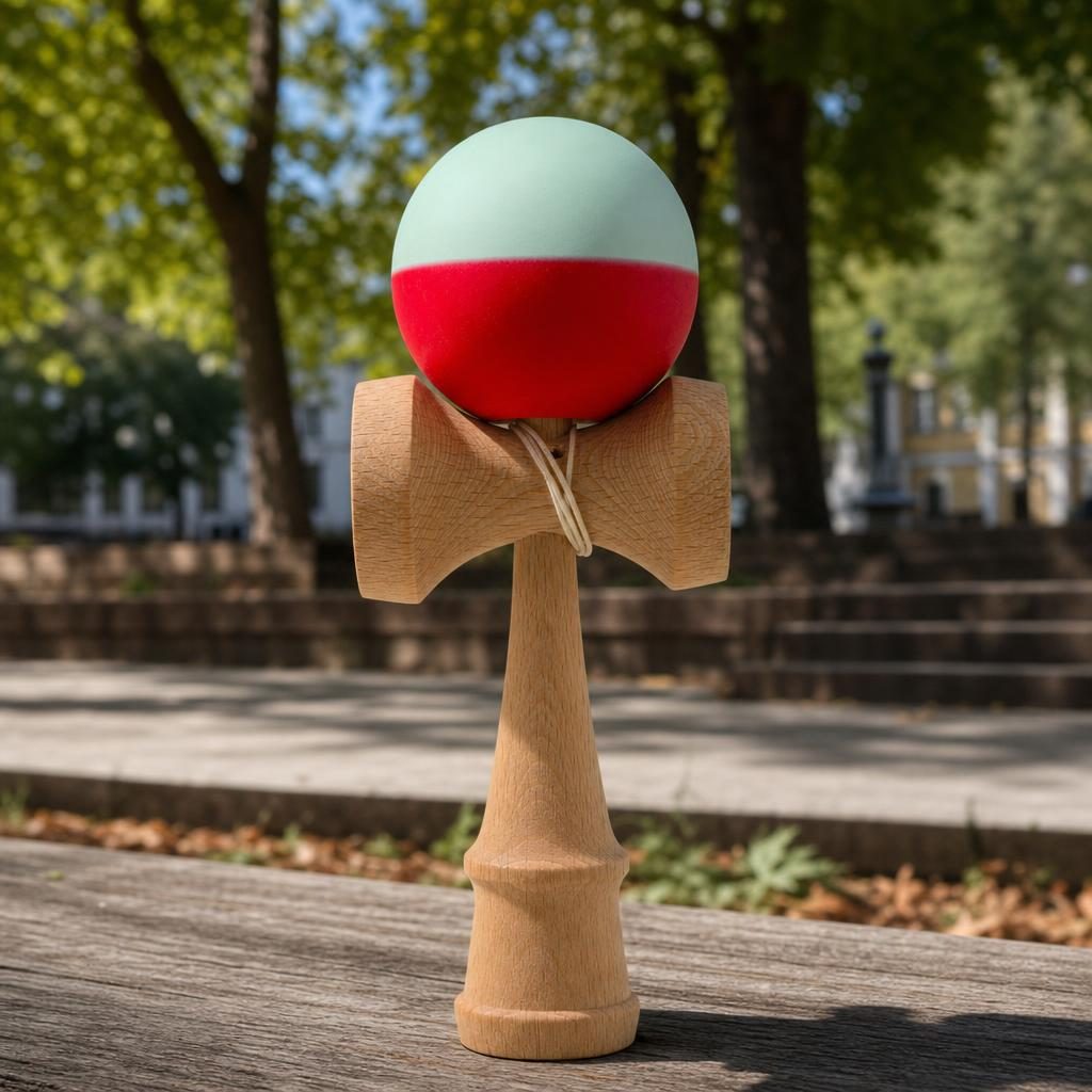 Kendama Karo Grip Half Lemn Fag Verde Rosu