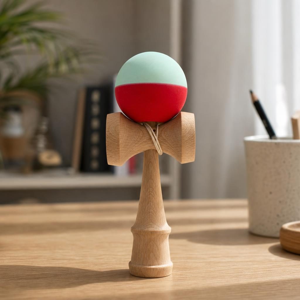 Kendama Karo Grip Half Lemn Fag Verde Rosu