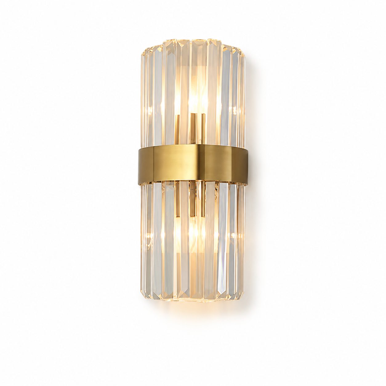 Lampa de Perete in Interior, , Lampa de Lux pentru Decor de Interior, Corp de Iluminat Tip aplica, din Inox Auriu si Cristal, Lumina Calda Rece Neutra, 30 x 14 cm, Ideal pentru Camere Mici si Medii, Transparent Auriu 1