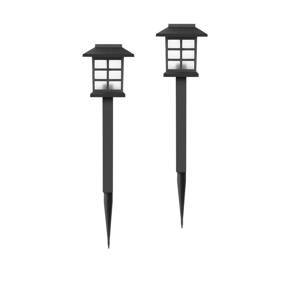 Set 2 Lampi Solare Led pentru Gradina, Flippy, Tip felinar, 38 cm, 8.6x8.6 cm, Buton On-Off, Alb cald, Negru/Alb