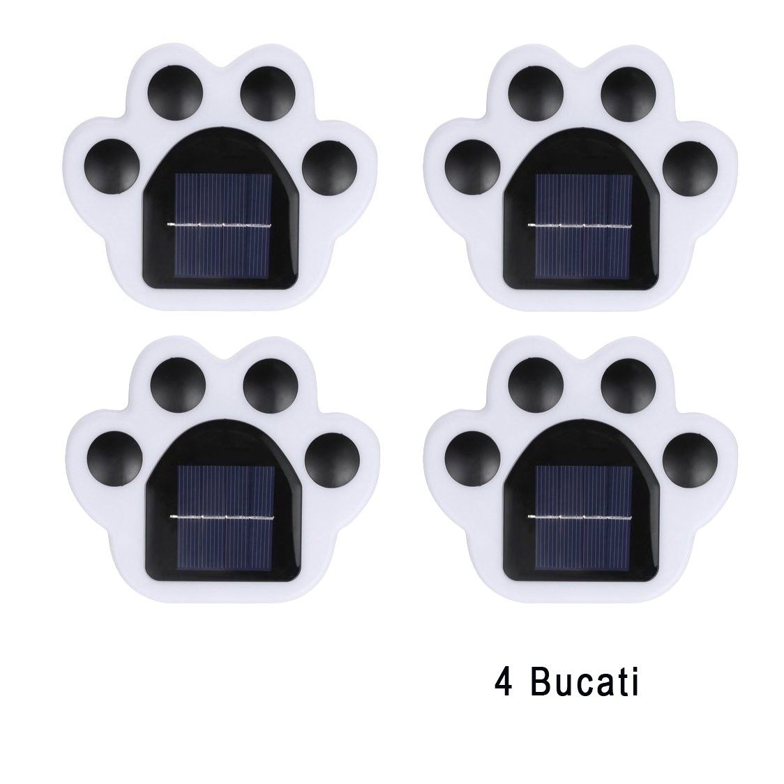 Set 4 Lampi Solare Led pentru Gradina, , Model Laba de Urs, 14 x 13 x 3 cm, Buton On-Off, Multicolor, Negru/Alb 2