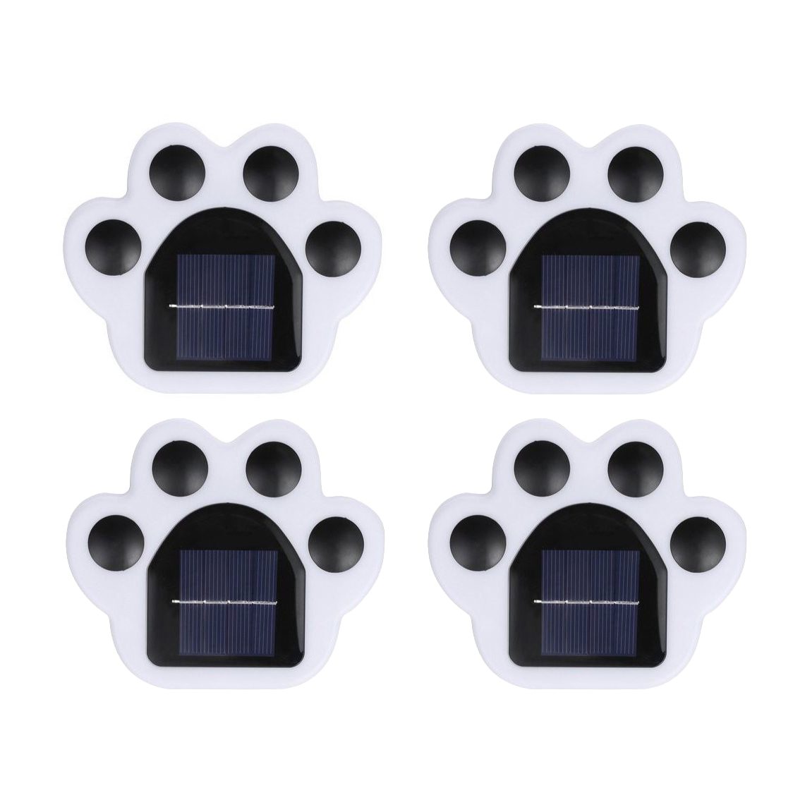 Set 4 Lampi Solare Led pentru Gradina, , Model Laba de Urs, 14 x 13 x 3 cm, Buton On-Off, Multicolor, Negru/Alb 1