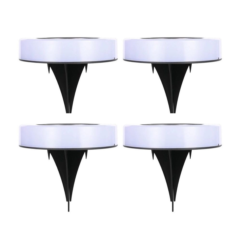 Set 4 Lampi Solare Led pentru Gradina, , Model Cerc, 10.5 x 2.4 cm, Buton On-Off, Multicolor, Negru/Alb 1
