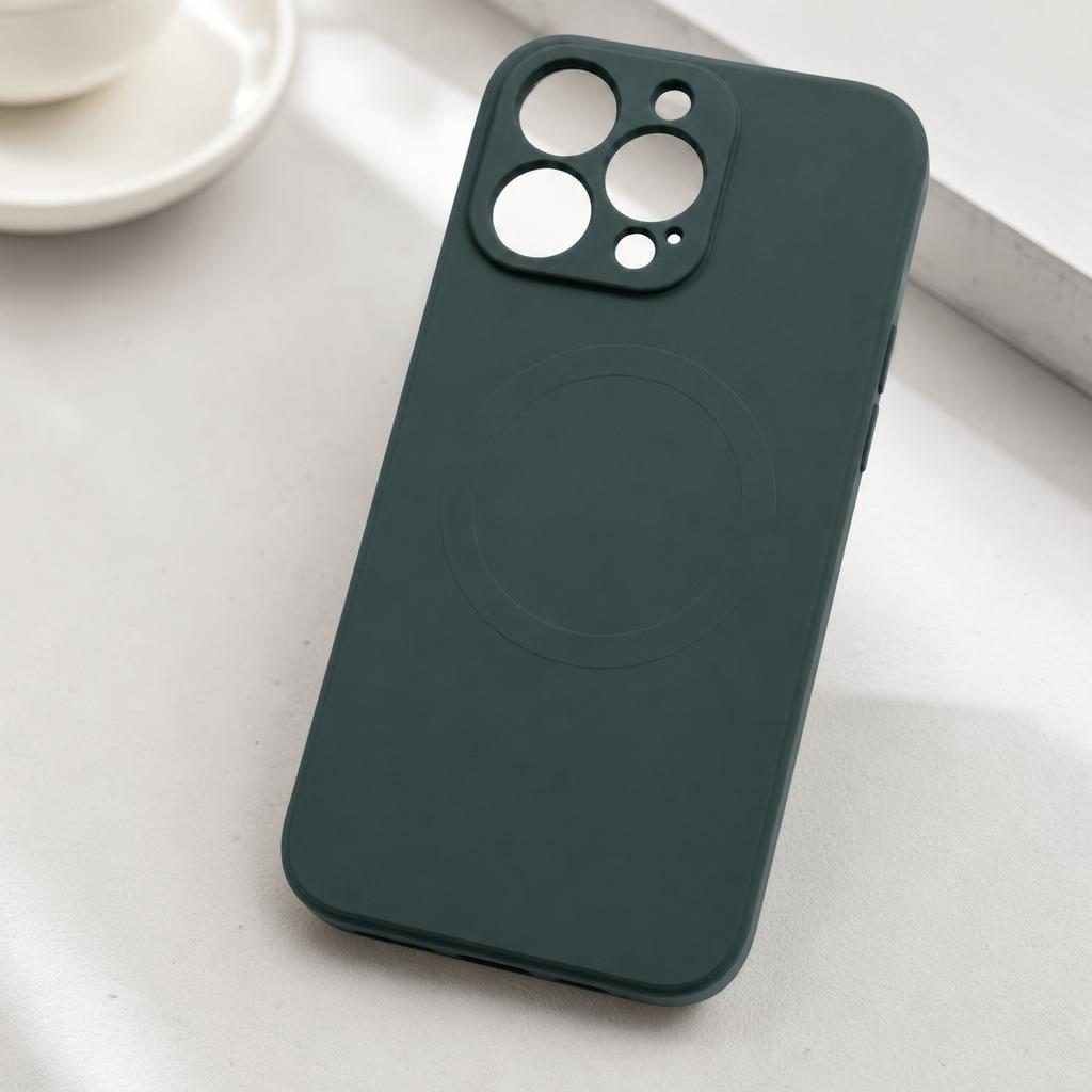 Husa Protectie, Flippy, Husa de Protectie Compatibila cu iPhone 13 Pro, Liquid MagSafe, Ring-Shaped, Magnetica, Verde