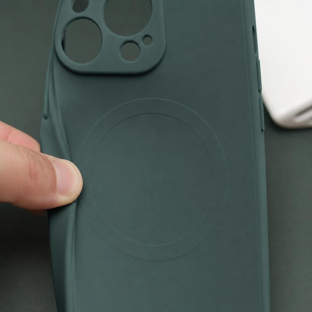Husa Protectie, Flippy, Husa de Protectie Compatibila cu iPhone 13 Pro, Liquid MagSafe, Ring-Shaped, Magnetica, Verde