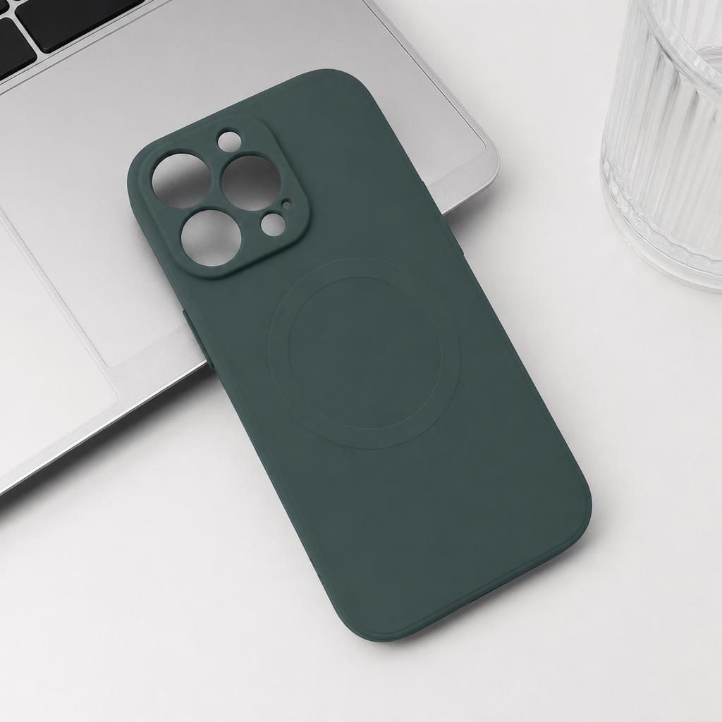 Husa Protectie, Flippy, Husa de Protectie Compatibila cu iPhone 13 Pro, Liquid MagSafe, Ring-Shaped, Magnetica, Verde