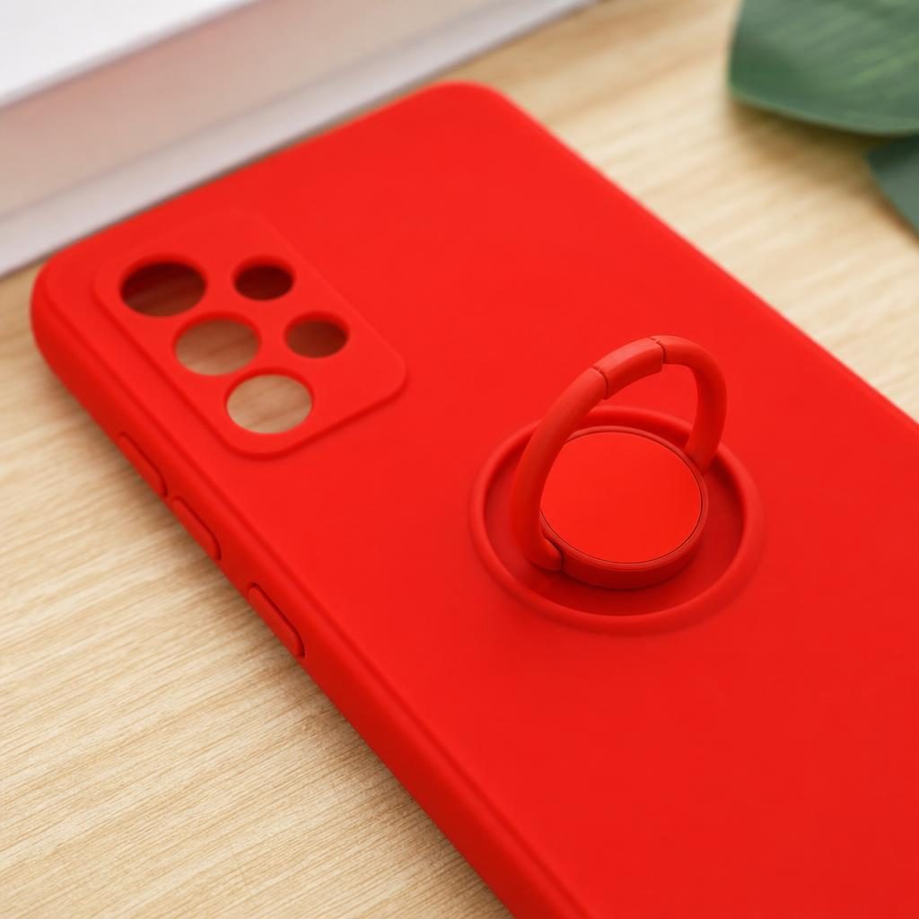 Husa protectie Flippy compatibila cu Samsung Galaxy A52 Liquid Silicone Ring cu suport rotativ Rosu