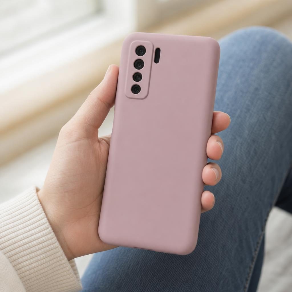Husa protectie compatibila cu Huawei P40 Lite 5G Liquid Silicone Case Roz 3