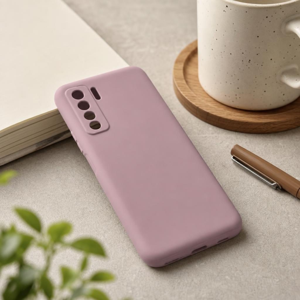 Husa protectie compatibila cu Huawei P40 Lite 5G Liquid Silicone Case Roz 5