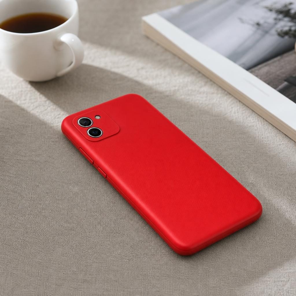 Husa pentru Samsung Galaxy A03 4G, Flippy, Liquid Silicone, cu Microfibra pe interior, Protectie Antisoc, Rosu