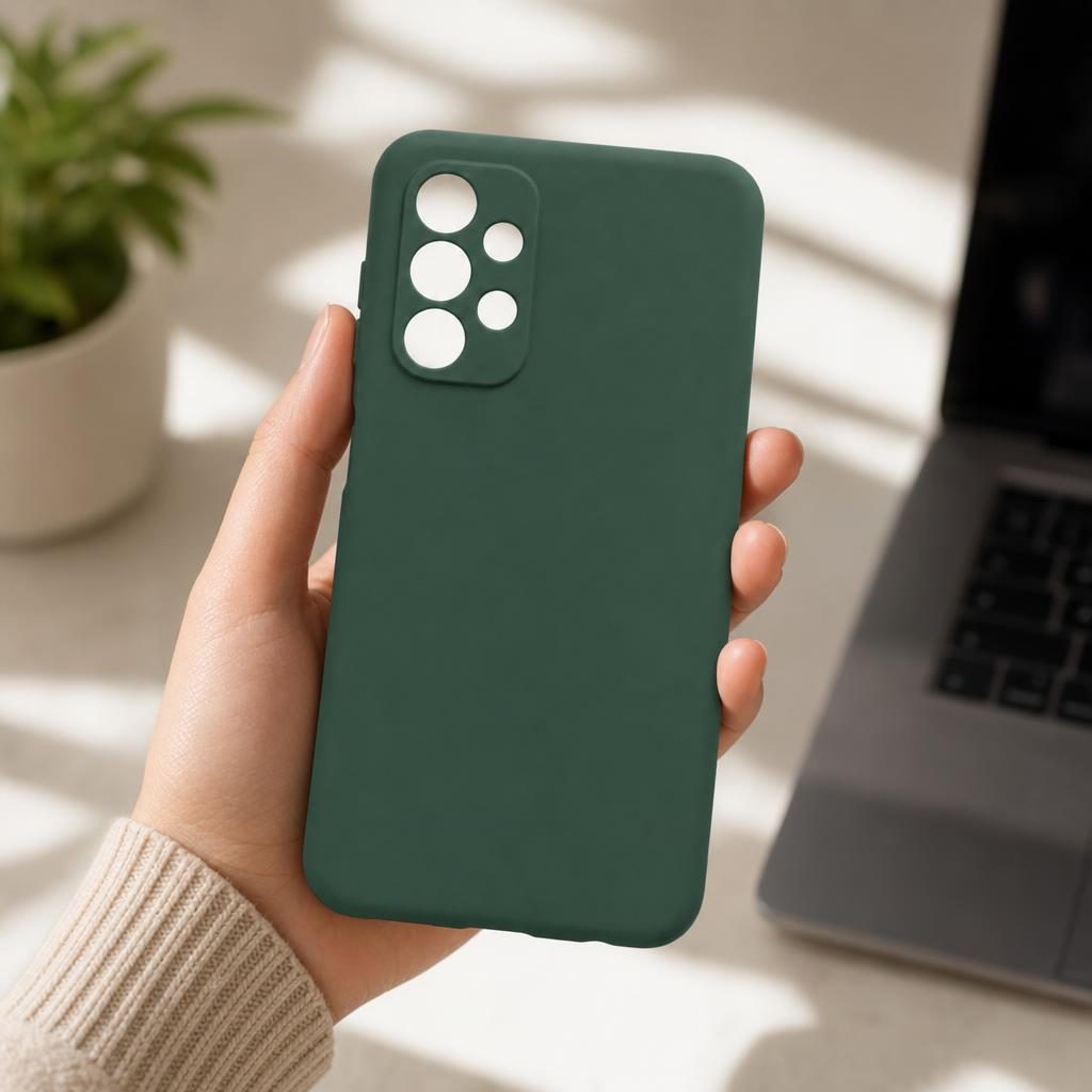 Husa pentru Samsung Galaxy A13 4G, Flippy, Liquid Silicone, cu Microfibra pe interior, Protectie Antisoc, Verde inchis