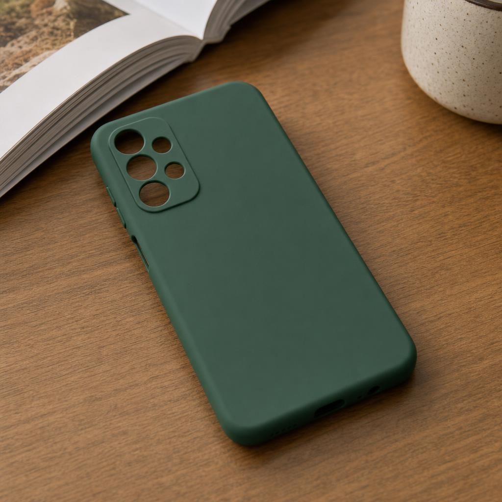 Husa pentru Samsung Galaxy A13 4G, Flippy, Liquid Silicone, cu Microfibra pe interior, Protectie Antisoc, Verde inchis