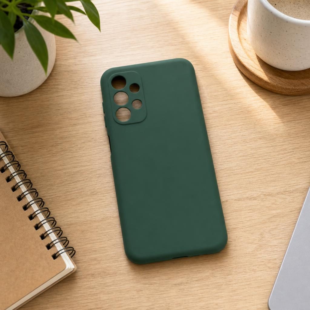 Husa pentru Samsung Galaxy A13 4G, Flippy, Liquid Silicone, cu Microfibra pe interior, Protectie Antisoc, Verde inchis