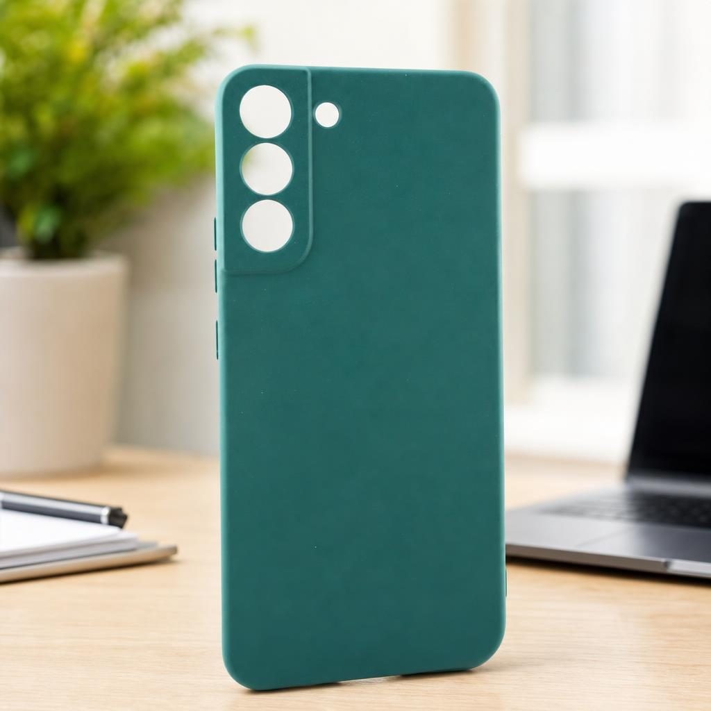 Husa pentru Samsung Galaxy S22 Plus, Flippy, Liquid Silicone, cu Microfibra pe interior, Protectie Antisoc, Verde inchis