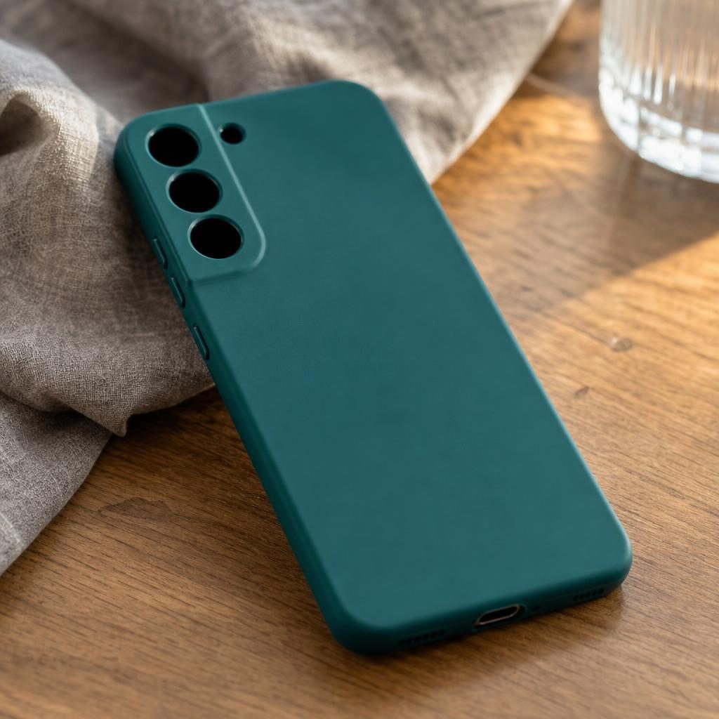Husa pentru Samsung Galaxy S22 Plus, Flippy, Liquid Silicone, cu Microfibra pe interior, Protectie Antisoc, Verde inchis