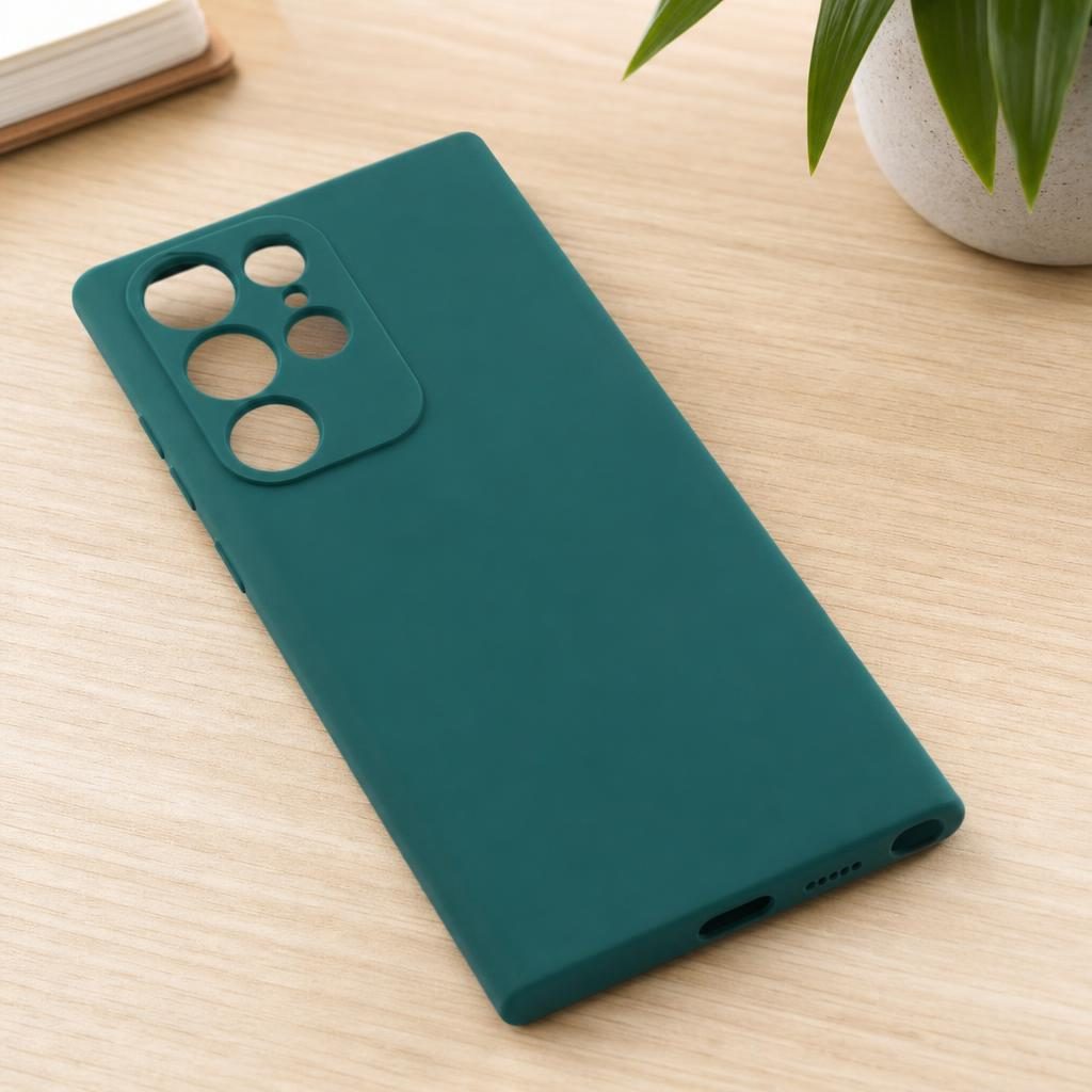 Husa pentru Samsung Galaxy S22 Ultra, Flippy, Liquid Silicone, cu Microfibra pe interior, Protectie Antisoc, Verde inchis