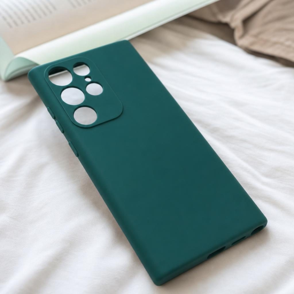 Husa pentru Samsung Galaxy S22 Ultra, Flippy, Liquid Silicone, cu Microfibra pe interior, Protectie Antisoc, Verde inchis