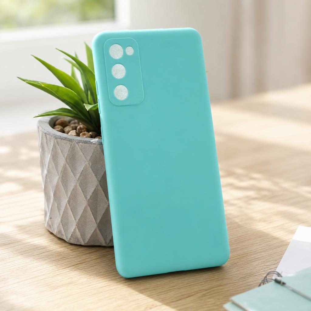 Husa pentru Samsung Galaxy S20 FE, Flippy, Liquid Silicone, cu Microfibra pe interior, Protectie Antisoc, Albastru deschis